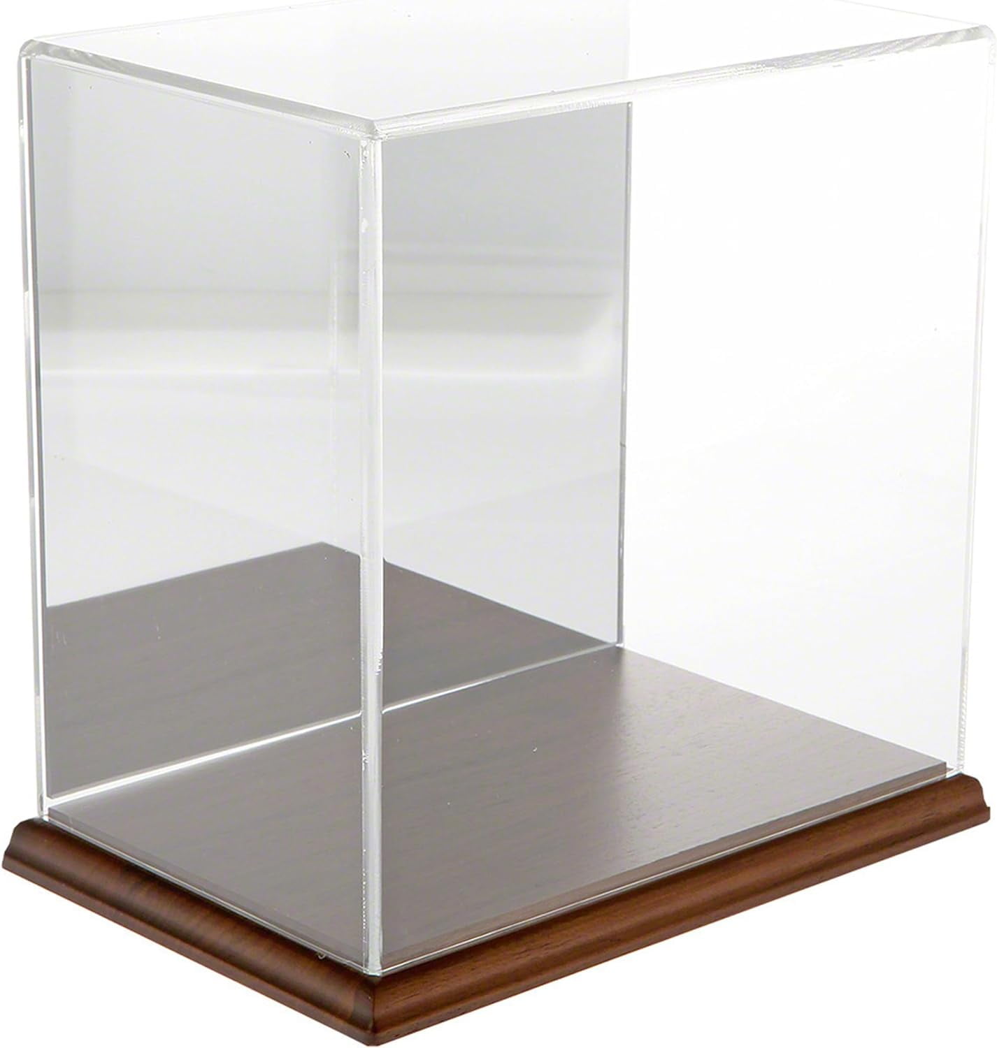 Clear Display Case with Hardwood Base (Mirror Back), 9" W x 6" D x 9" H