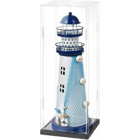 Clear Display Case with Mirror 4.5x4.4x12.2inch PVC Protection Showcase Assemble Clear Boxes