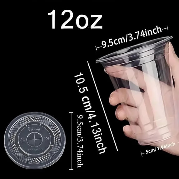 Clear Disposable Plastic Cup with Lid Perfect for Weddings Birthdays Parties Camping Smoothies Milkshakes Coffee Cold Drinks