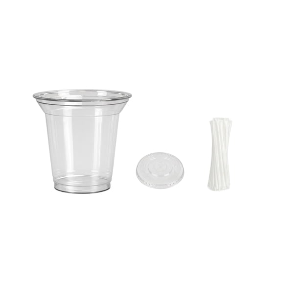 Clear Disposable Plastic Cups with Lids & Straws, 12oz Iced Coffee Cups, BPA-Free To-Go Cups for Cold Drinks, Smoothies, Boba Tea, Parties & Daily Use,50pc.