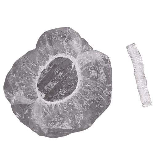 Clear Disposable Plastic Hotel Shower Caps, Waterproof Bath Caps, Elastic Hair Caps 500 Pack