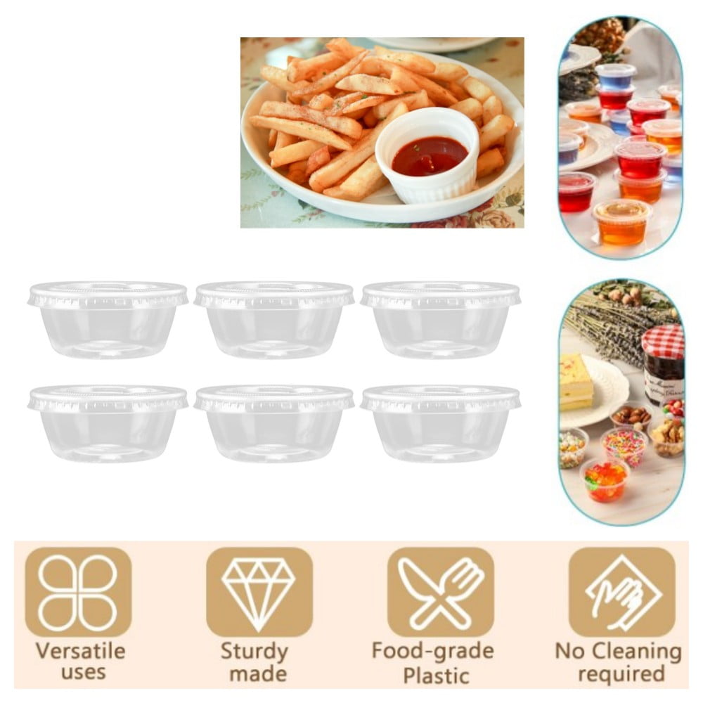Clear Disposable Plastic Portion Cups with Lids 100pcs Small Disposable