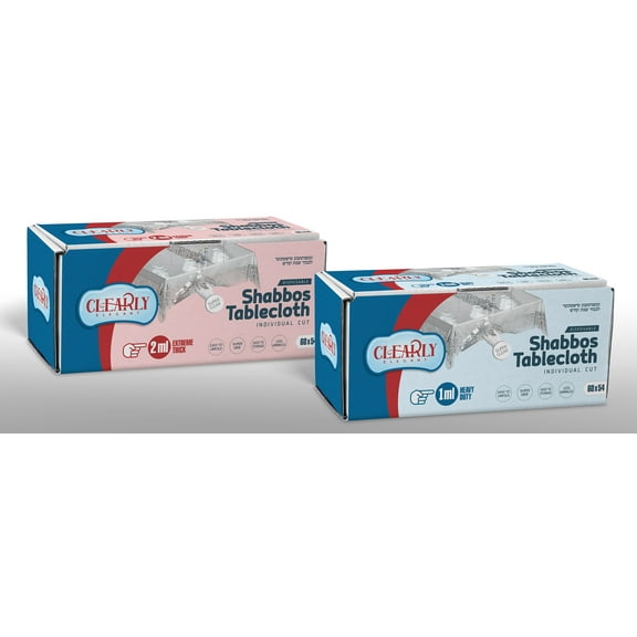 Clear Disposable Plastic Table Covers, Pack of 33 Tablecloths, -1 Mill Thick- Each Measures 68" x 54", , Clear'