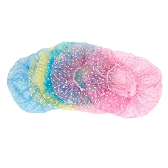 Clear Disposable Shower Caps 6-Pack Thick Elastic Waterproof Plastic Bath Caps Hair Cover Protector for Women Salon Spa Home Travel Hair Treatment