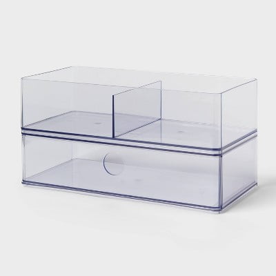 Clear Divided Bin with Drawer