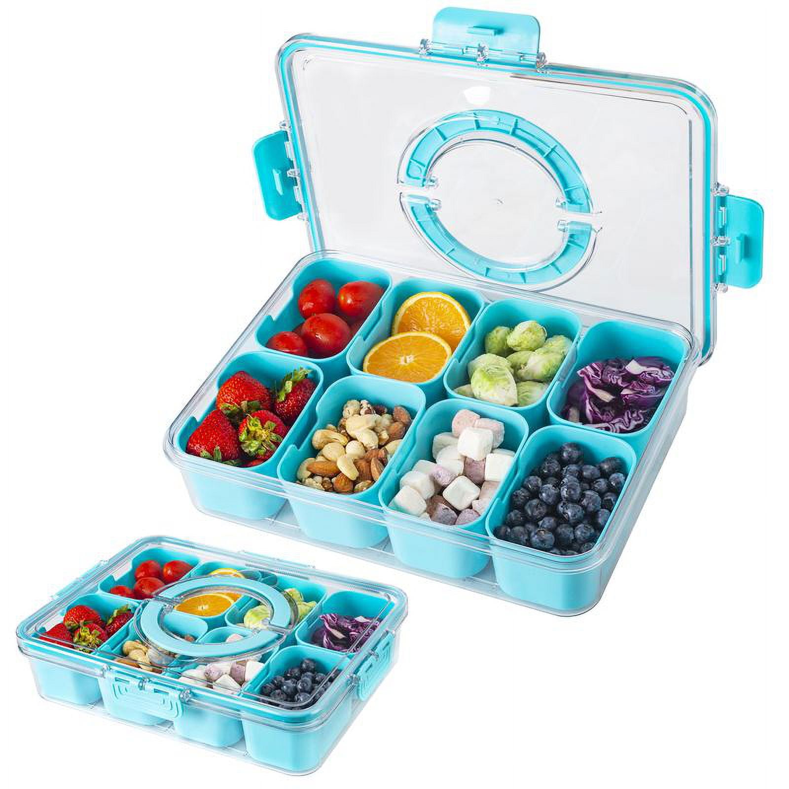 Clear Divided Serving Tray – Lid, Handle, Snackle Box for Charcuterie ...