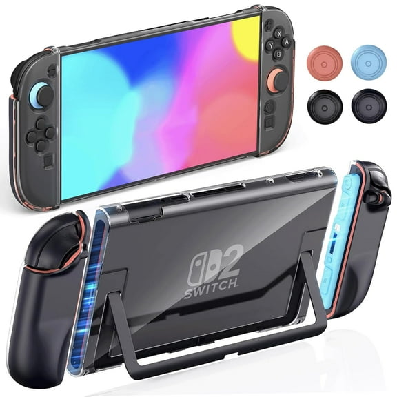 Clear Dockable Protective Case Compatible with Switch 2 2025, Transparent Hard Shell, Slim Cover Protector Compatible with Joy-Con & Grip, Split Design, Anti-Scratch, Shock-Absorption