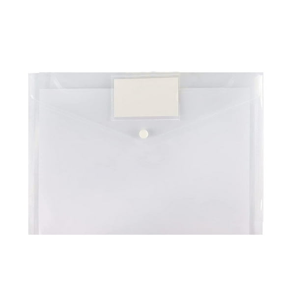 Clear Document Folder, Plastic Envelopes Poly Envelope, File Envelopes with Label Pocket and Snap Button for Home Office Organization, Letter Size/A4 Size, 1 Pcs, 13.18x9.21"