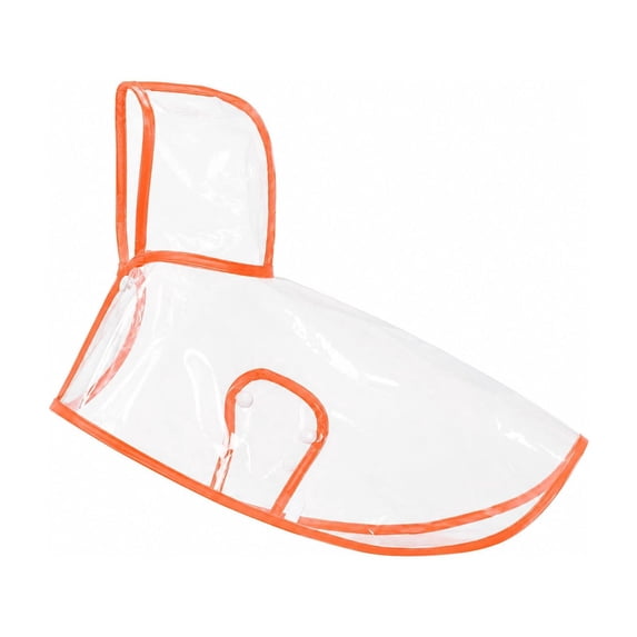 Clear Dog Raincoat, Transparent PVC Cape Style Pet Rain Jacket with Hidden Leash Hole, Adjustable Double Buckle for Small Dogs (Orange, Small)