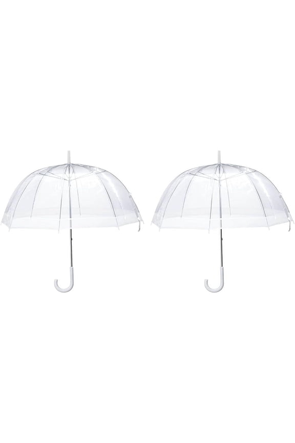 Clear Dome Umbrella, Durable Wind-Resistant Umbrella with Sturdy Bubble Design, Dome Canopy 29 Diameter, Set of 2
