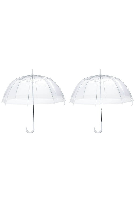 Clear Dome Umbrella, Durable Wind-Resistant Umbrella with Sturdy Bubble Design, Dome Canopy 29” Diameter, Set of 2