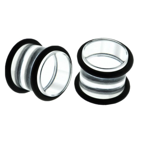 Clear Double O-Ring Acrylic Gauges/Plugs 7/16'' (11MM) Seller SKU 2 Piece (1 Pair) (B/6/3/72)