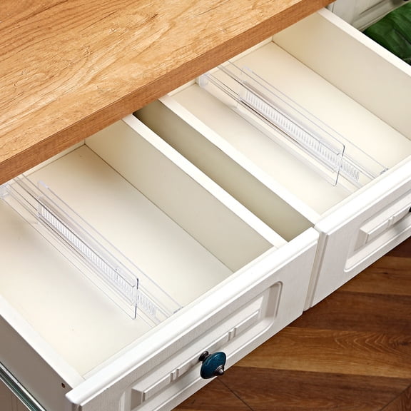Clear Drawer Dividers Expandable 11 to 19 Inch Dresser Organizers for Clothes Underwear Socks - Plastic Adjustable Drawer Separator for Kitchen Utensils Bathroom Cosmetics Jewelry Office Storage