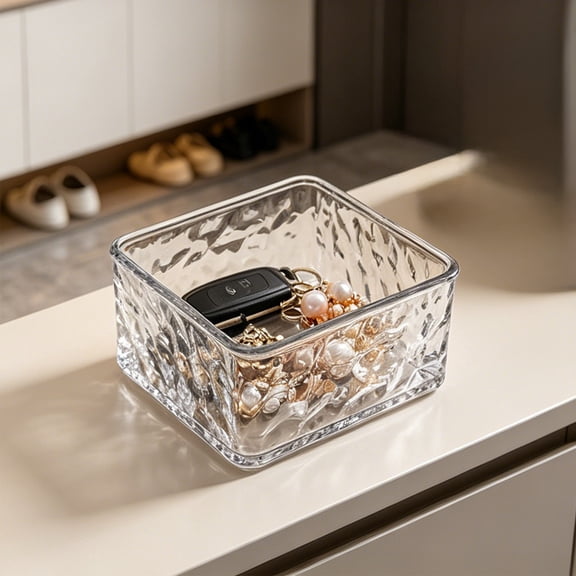 Clear Drawer Organizer Bins, Stackable PET Plastic Storage Boxes with Dividers, Vanity Desk Dr Er Bathroom Kitchen Organization, xs, by IHXORA