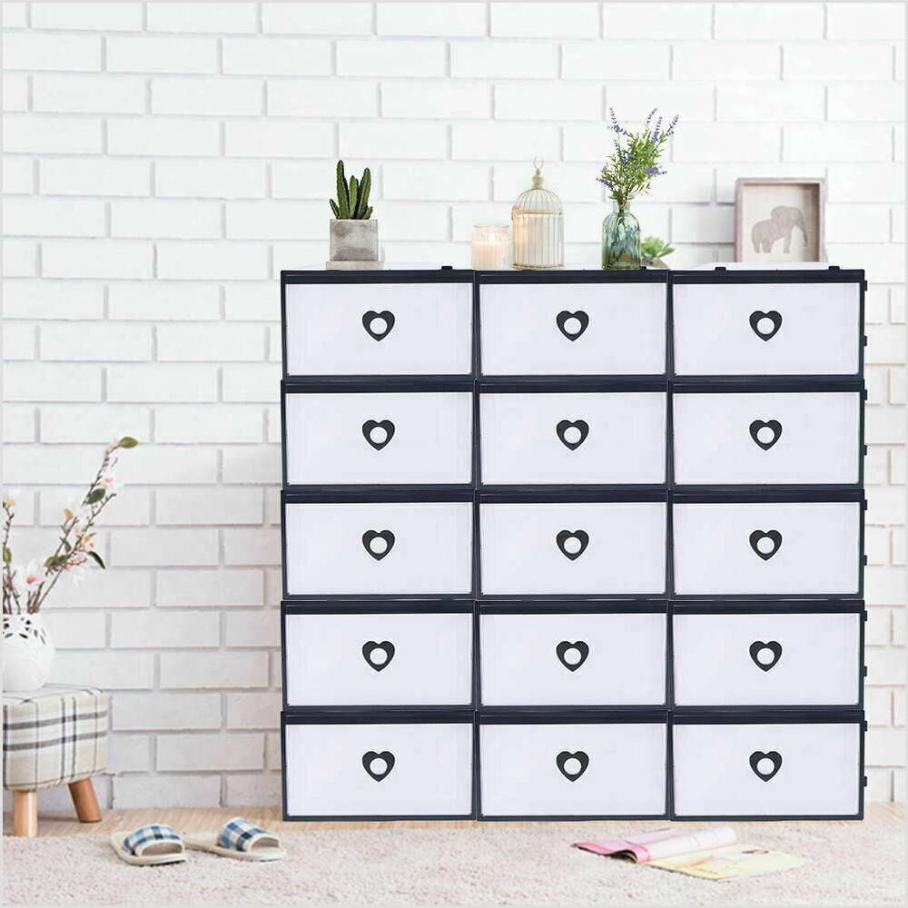 Clear Drawer Shoe Box Storage Organizer Plastic Stackable Foldable