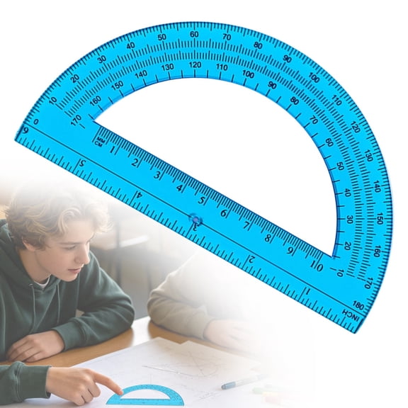 Clear Drawing Protractor 180 Degree, See Through Angle Measuring Tool, Plastic Semicircle Template for Tracing, Sketching, Layout Design, Geometry and Technical Illustration