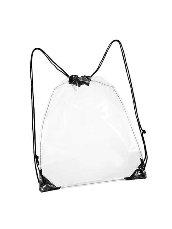 Clear Drawstring Backpack Stadium Approve String Cinchs Bag for Gym,Concerts,Clear Drawstring Bag with Adjustable Strap