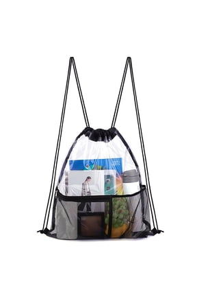 Clear Drawstring Backpack - Stadium Approved String Cinch Bag for Gym, Concerts, Clear Bag with Adjustable Straps Transparent