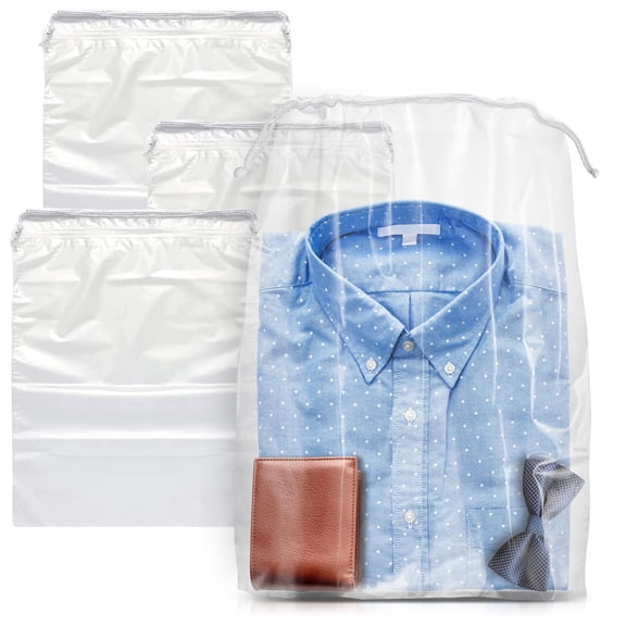 Drawstring Storage Bags Clear Low Density Polyethylene 2 mil 100 count 10 x 12 in