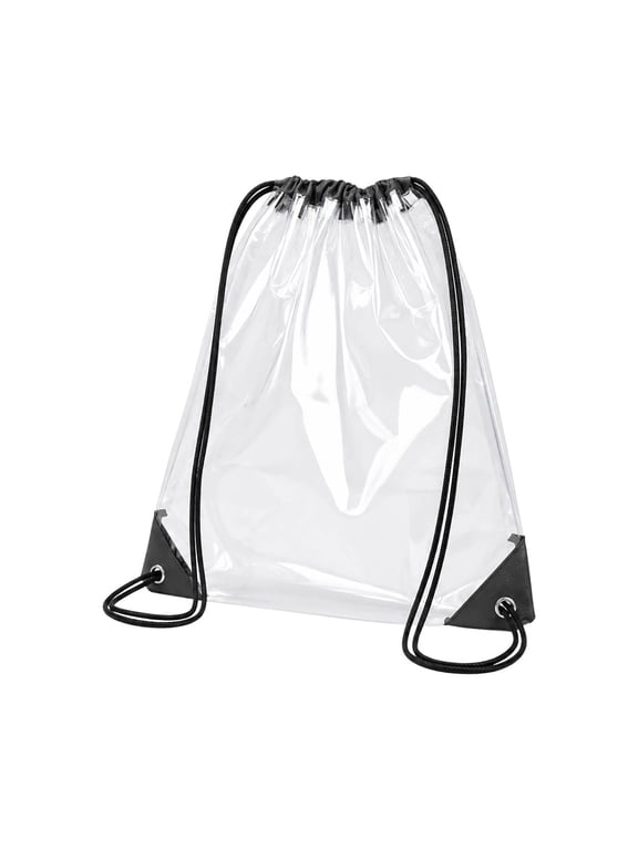 Clear Drawstring Bag for Stadium Events, Waterproof Transparent Backpack Security Approved, Small See Through Gym Bag for Concerts Sports Travel & College Use