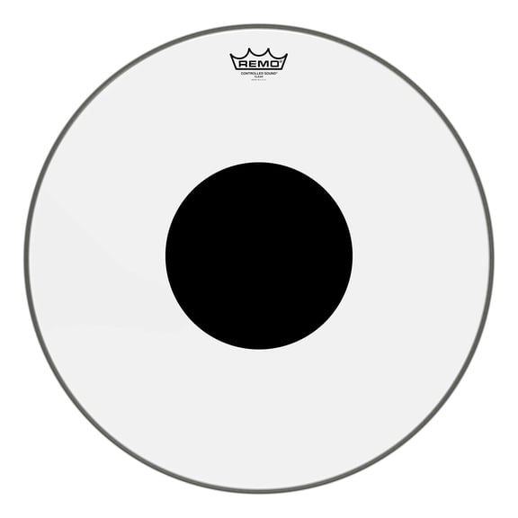Clear Drum Batter Head 20 Inch, BLACK DOT on Top for Enhanced Performance, CONTROLLED SOUND Midrange Focus, Black