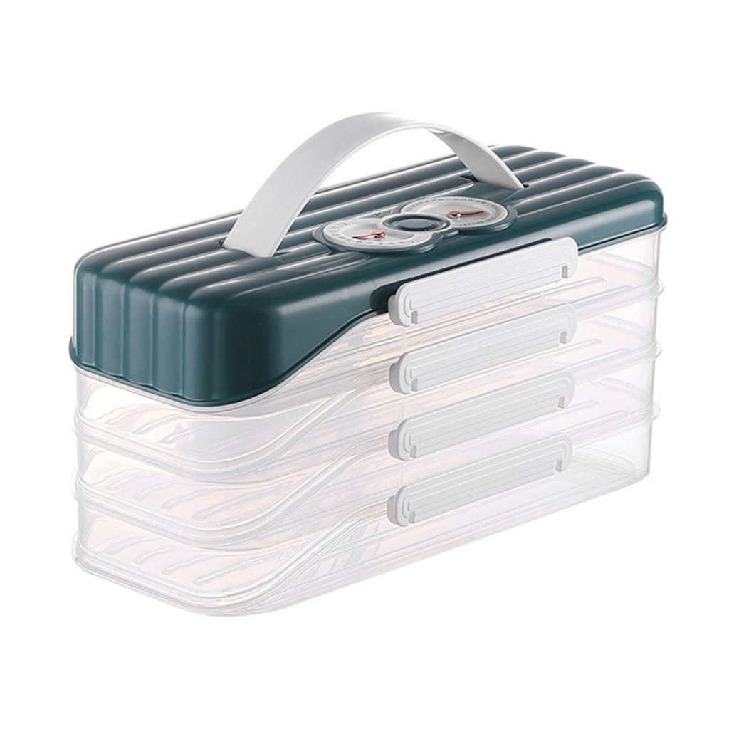Clear Dumpling Storage Box With Manual Date Timer Stackable Freezer ...