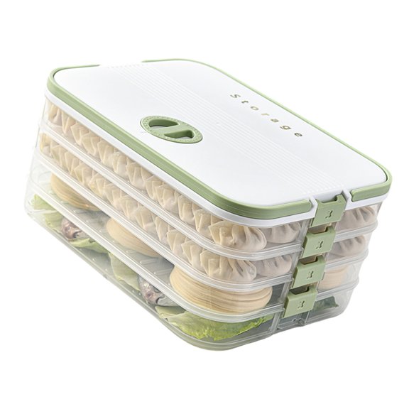 Clear Dumpling and Wonton Storage Box Stackable Freezer Container With Divided Compartments for Easy Organization