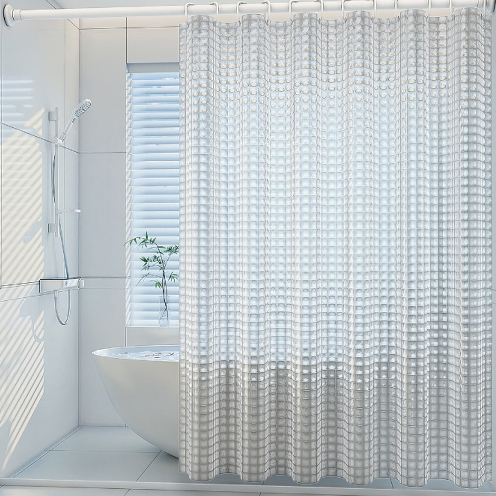 Clear EVA Shower Curtains with Water Cube Patterns Heavy Duty Plastic ...