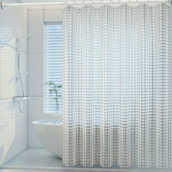 Clear EVA Shower Curtains with Water Cube Patterns Heavy Duty Plastic Shower Liner for Shower Stall Bathtubs, 79"x71"