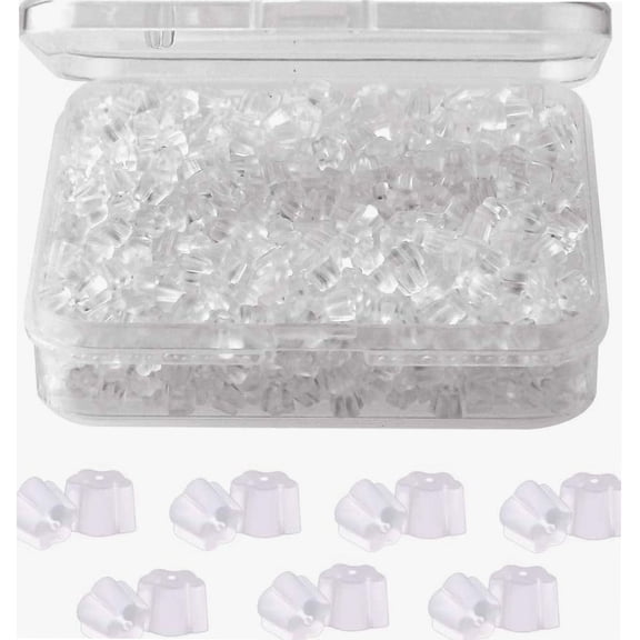 Clear Earring Back 4 mm Flower Silicone Clear Earring Clutch Safety Backings 1200 Pieces (Flower)