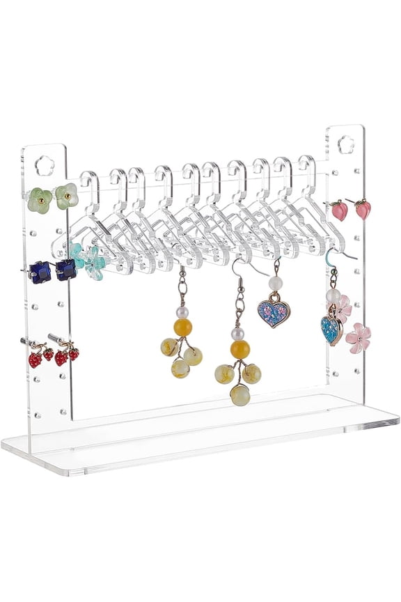 Clear Earring Holder Stand Earring Hanger Rack Coat Hanger Jewelry Display Dangle Ear Studs Display Rack with 10PCS Hangers