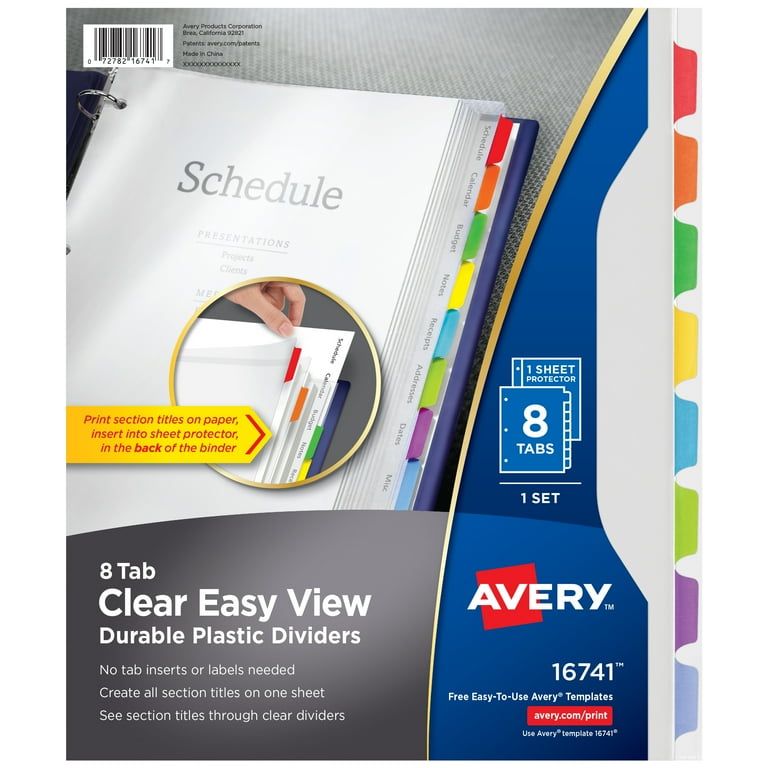 Plastic Insertable Dividers, 5-Tab, 11 x 8.5, Clear Tabs, 1 Set Plastic Insertable Dividers, 5-Tab, 11 x 8.5, Clear Tabs, 1 Set