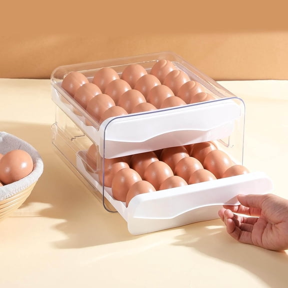 Clear Egg Holder for Fridge, Egg Storage for Refrigerator, Egg Container, Household Egg Holder, Stackable Egg Container and Egg Dispenser with Drawers