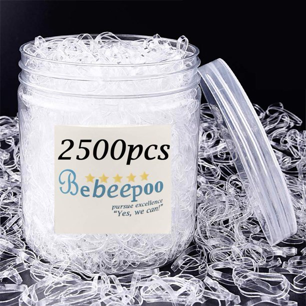 Clear Elastic Hair Bands，BEBEEPOO 2500pcs Mini Hair Rubber Bands with a