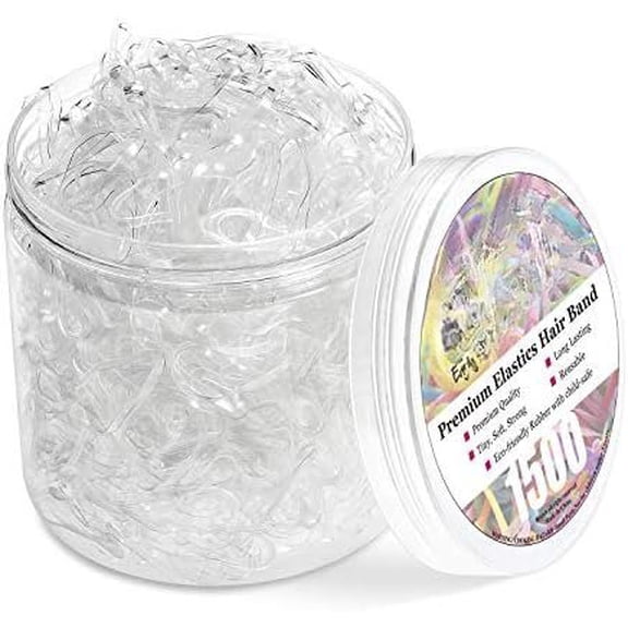 Clear Elastic Hair Rubber Bands, 1500 count Mini Small Clear Ponytail Elastics Holders for Blond Girls Hair No Crease No Hurt 1 Inch TPU