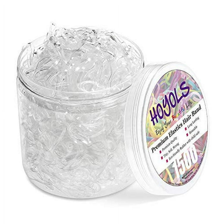 HOYOLS Clear Elastic Hair Rubber Bands, 1500pcs Mini Small Clear Ponytail  Elastics Holders for Blond Kids Girls Hair No Crease Damage No Hurt 1 Inch