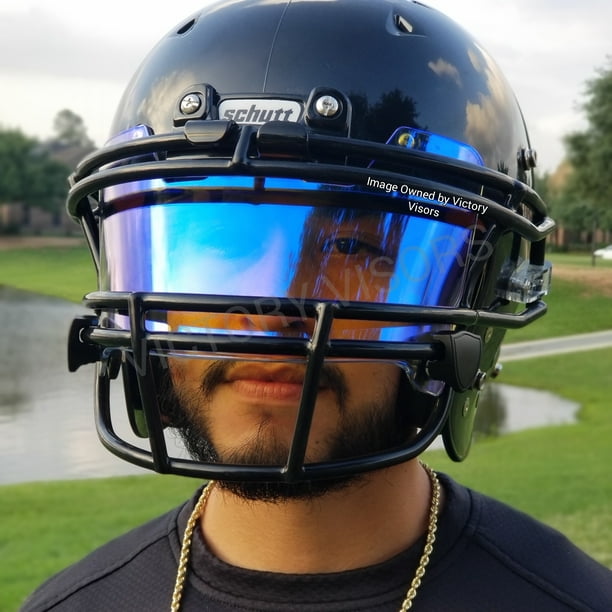 Clear Electric Blue Football Visor for Riddell, Schutt, Xenith and