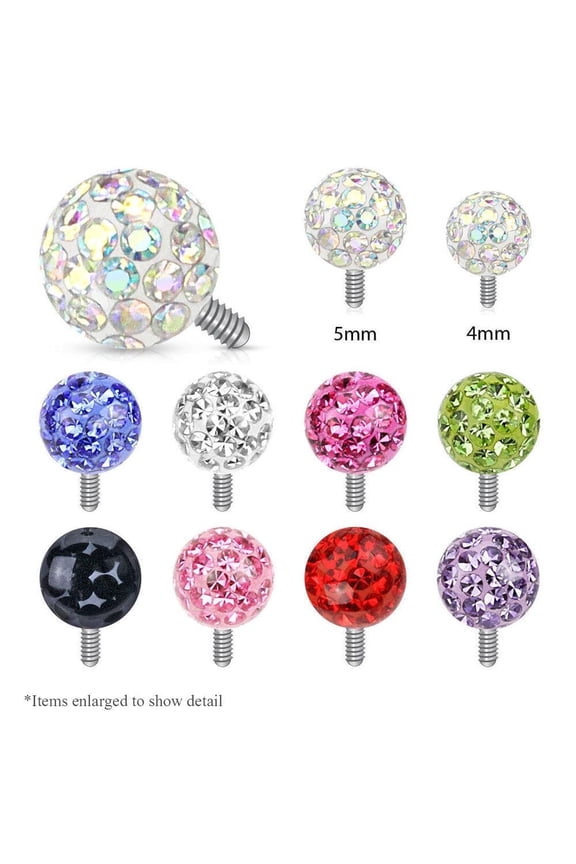 Clear Epoxy Covered Ferido Ball 14g Dermal Anchor Tops