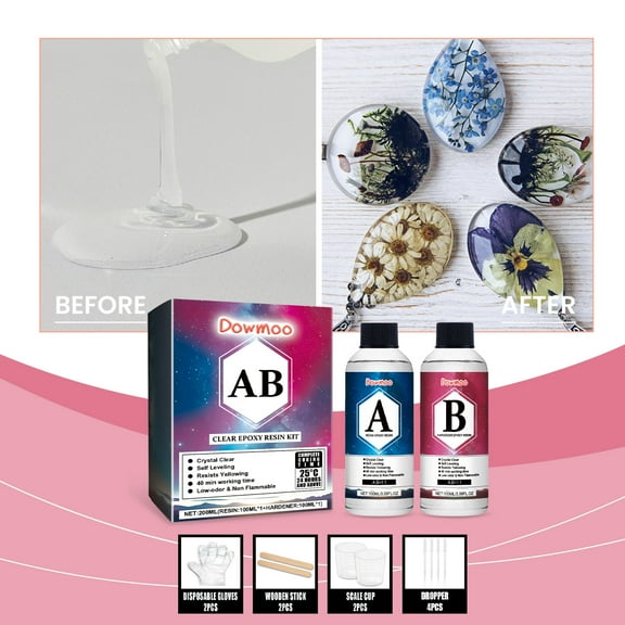 Clear Epoxy Resin Kit 200ml | High Transparency Crystal Glue Set | Yellowing Resistant | DIY Jewelry Crafts | Easy for Beginners | Complete Tools Pack | Wear Resistant | Stable Quality