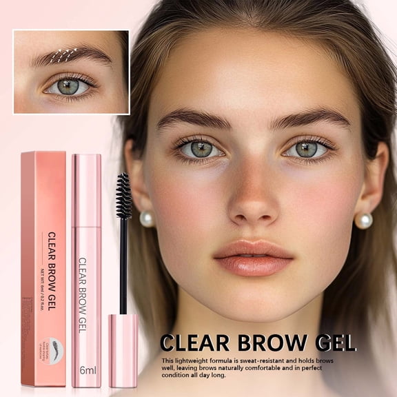 Clear Eyebrow Gel - Transparent Eyebrow Setting Gel Waterproof Sweatproof Long Lasting Shaping for Natural Defined Brows - Lightweight Non Sticky Eyebrow Raincoat for Women Men Beginner Friendly 6ml