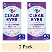 (2 pack) Clear Eyes 7 Symptom Relief Lubricant Eye Drops, 0.5 fl oz