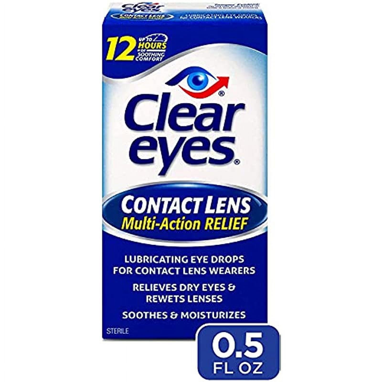 Clear Eyes Contact Lens Relief Soothing Eye Drops 0.50 oz (0.5 Fl Oz (Pack of 4))
