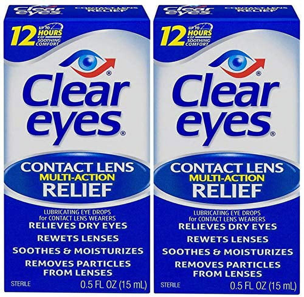 Clear Eyes Eye Drops, Contact Lens MultiAction Relief,2 Count