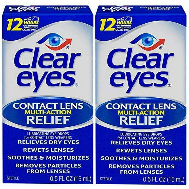 Clear Eyes Eye Drops, Contact Lens MultiAction Relief,2 Count