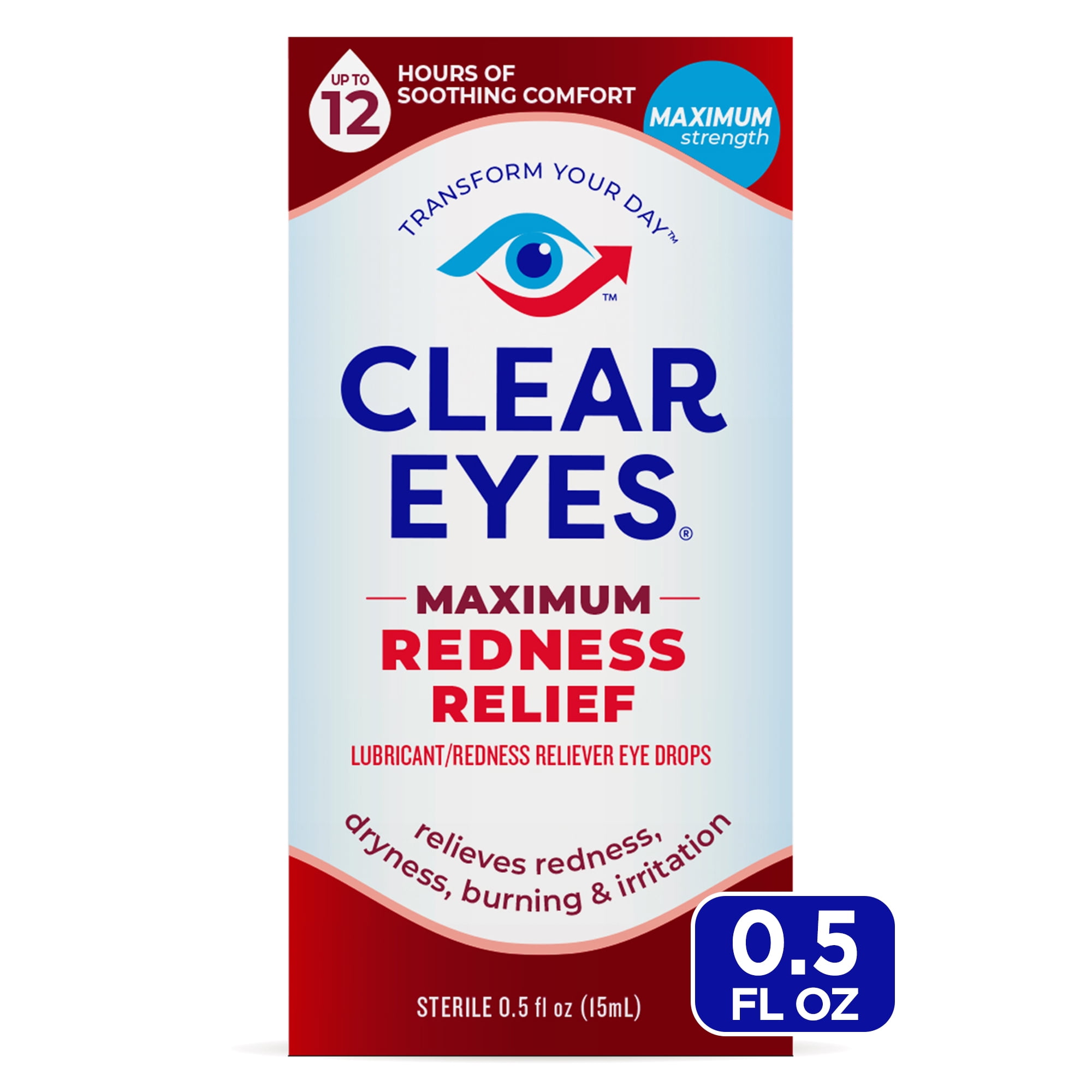Clear Eyes Maximum Red Eye Relief Lubricant Eye Drops, 0.5 fl oz