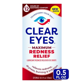 Clear Eyes Maximum Red Eye Relief Lubricant Eye Drops, Daily Use, 0.5 fl oz