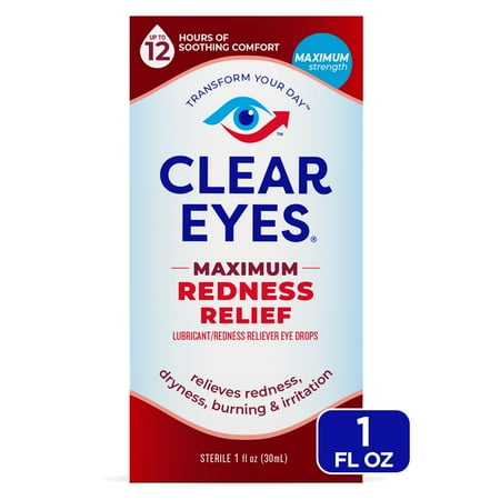 Clear Eyes Maximum Red Eye Relief Lubricant Drops, Daily Use, 1 fl oz