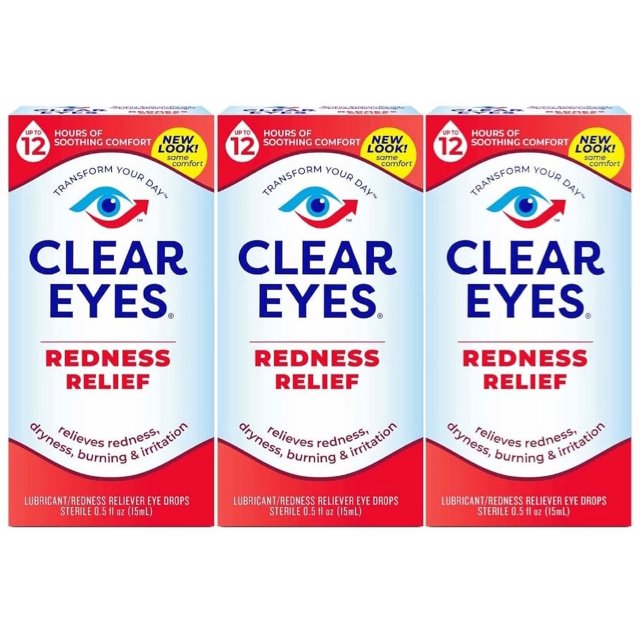 Clear Eyes,Redness Relief Eye Drops, 0.5 Fl Oz (Pack of 3)