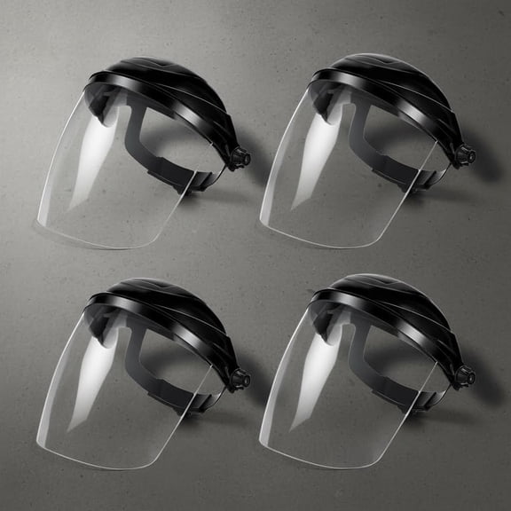 Clear Face Shield for Grinding & Cutting, Lightweight Full Impact Resistant with Adjustable Ratcheting Headgear, Black