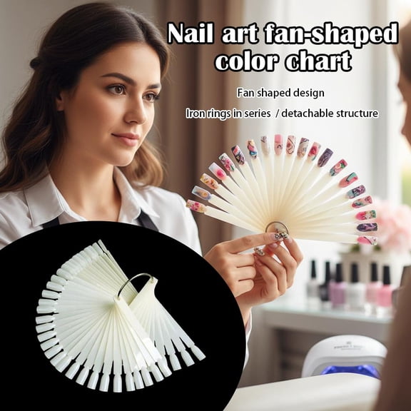 Clear Fan-shaped False Nail Swatch Sticks Nail Polish Practice Display Art Tips Nail Sample Sticks